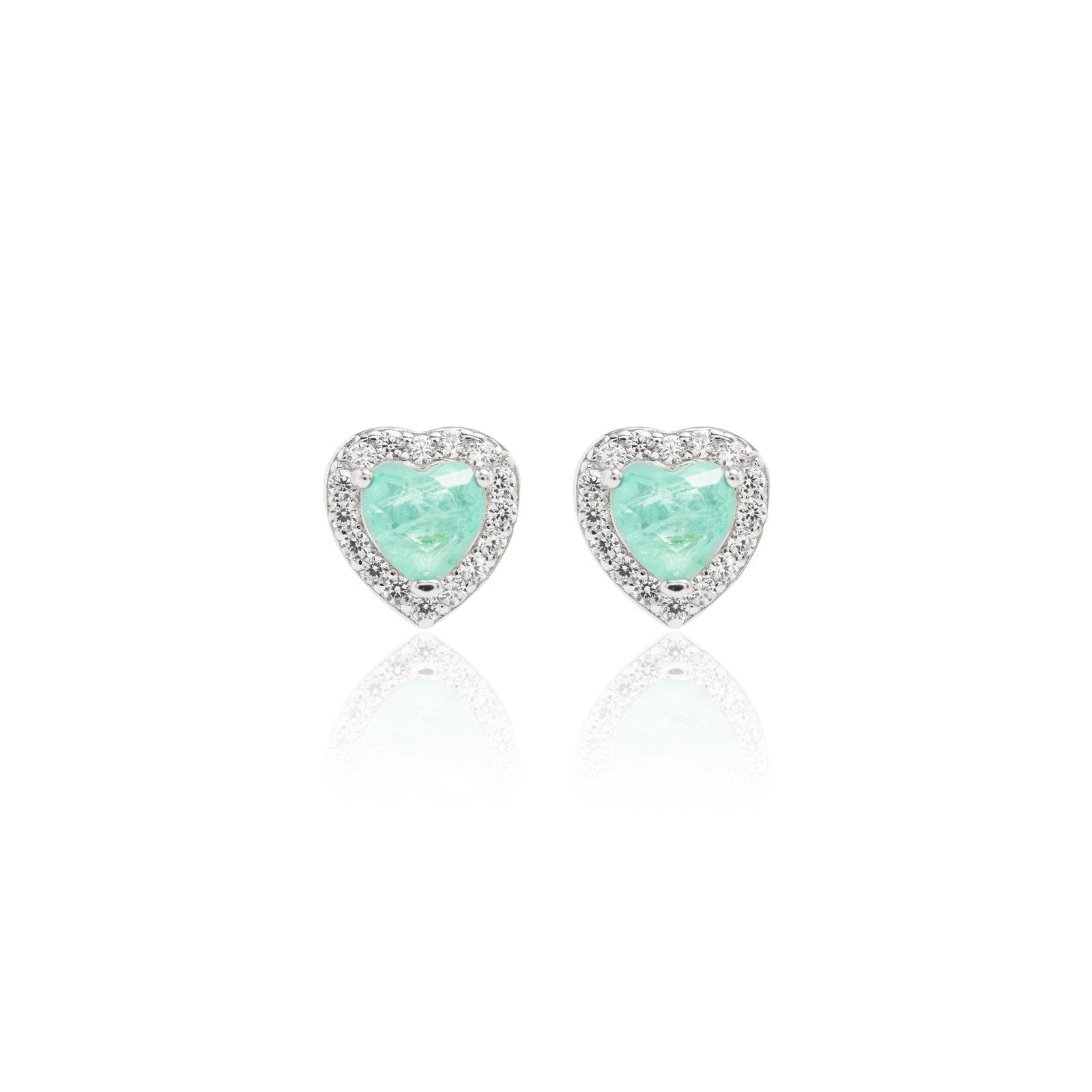 Fusion Tourmaline & White Zirconia Heart Earrings