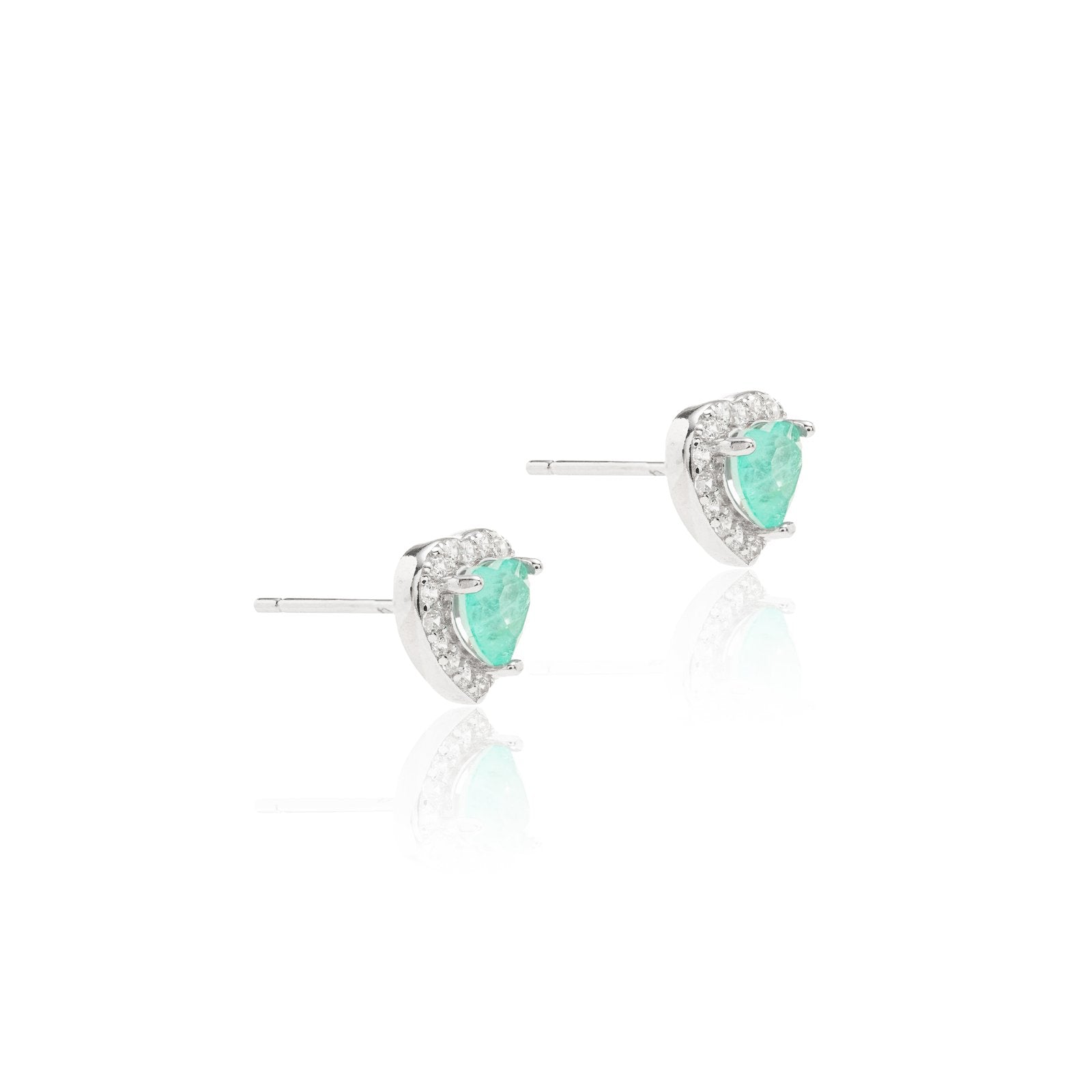 Fusion Tourmaline & White Zirconia Heart Earrings