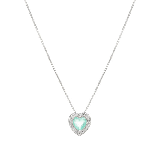 Fusion Tourmaline & White Zirconia Heart Necklace