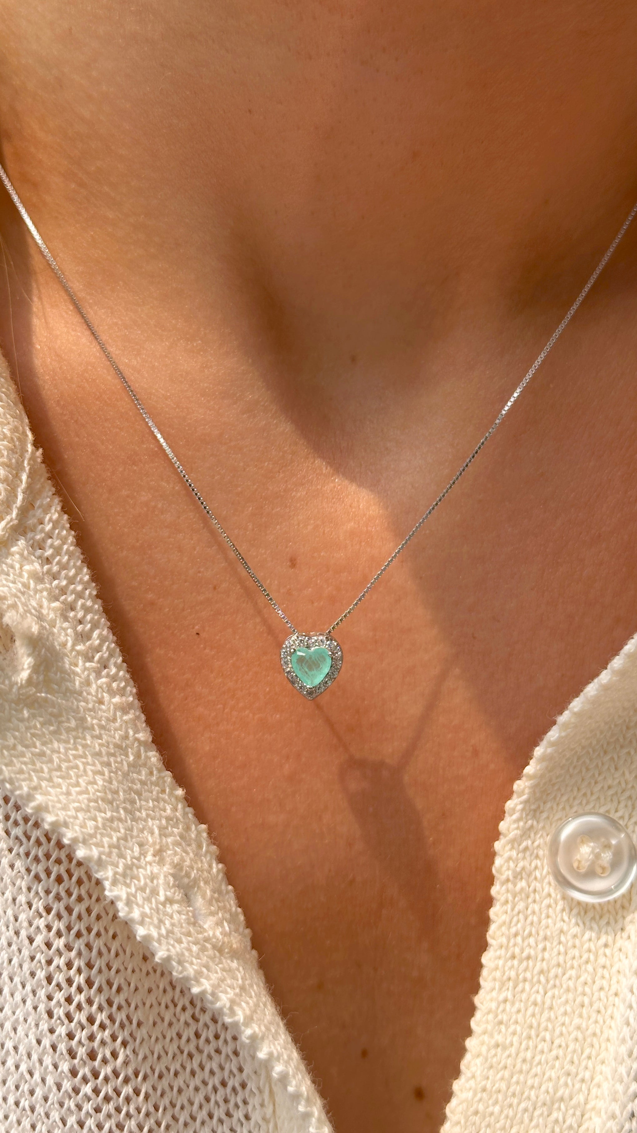 Fusion Tourmaline & White Zirconia Heart Necklace